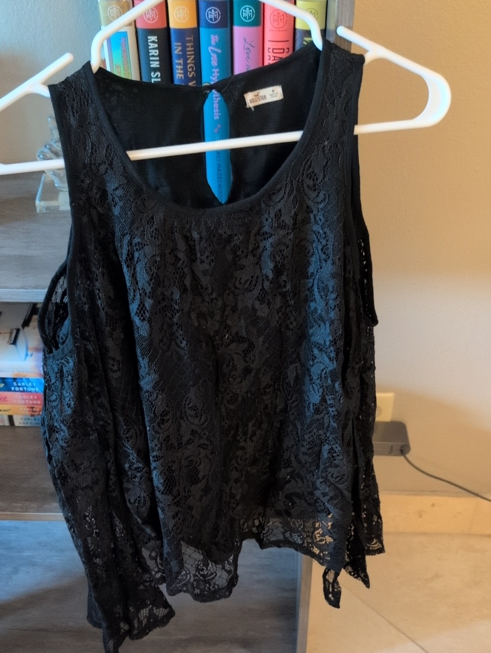 Hollister Black Lace Cold-Shoulder Top